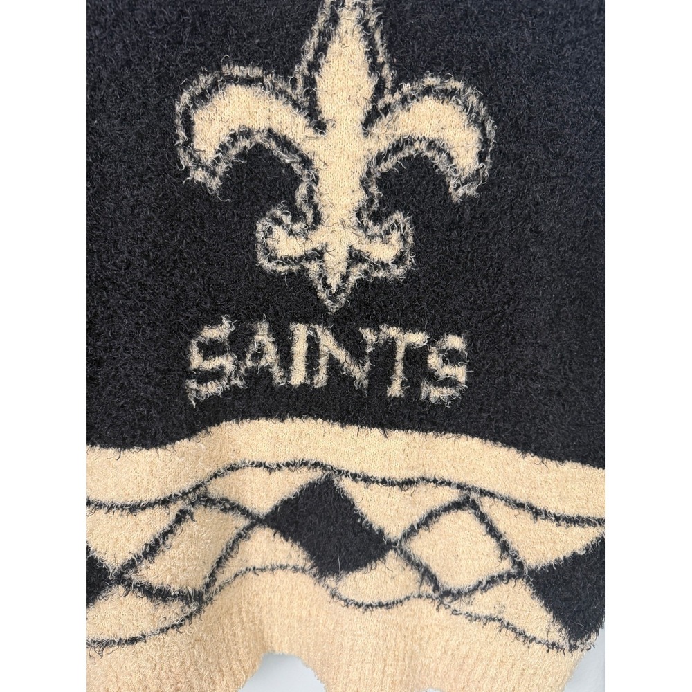 NFL Team Apparel New Orleans Saints Fuzzy Knit Sweater Black Gold Womens S - Picture 4 of 4